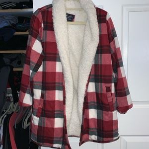 ABERCROMBIE - furry plaid cardigan